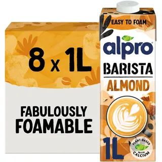 Alpro Barista Mandeldrink – Vegan und laktosefrei – Reich an Ballaststoffen – Mit Calcium und Vitaminen – UHT – 8 x 1 L