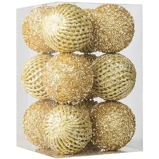 12er Set edle XXL Weihnachtskugeln Ø 8cm in Gold - Weihnachtsbaum Kugeln Christbaumkugeln Weihnachts-Deko Christbaum-Schmuck (Gold)