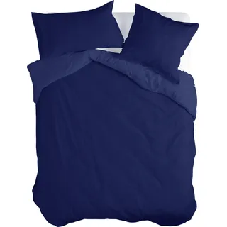 Basic Bettbezug Dunkelblau 200 x 200 cm 100% Baumwolle Hergestellt in Europa - Dunkelblau