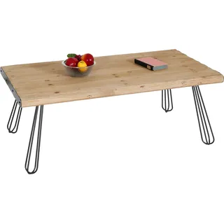 Couchtisch HWC-L73, Tisch Wohnzimmertisch, Industrial Massiv-Holz MVG- 120x60cm, natur - Braun