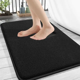 Homaxy Memoryschaum Badezimmerteppich Weich Badematte rutschfest Waschbar Dick Badteppich Saugfähig Badvorleger Bad Teppich Duschvorleger für Badezimmer - 40x60 cm, Schwarz