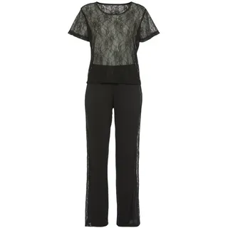 VIVANCE Dreams Pyjama Set, 2 tlg. transparente elastische Spitze, schwarz,