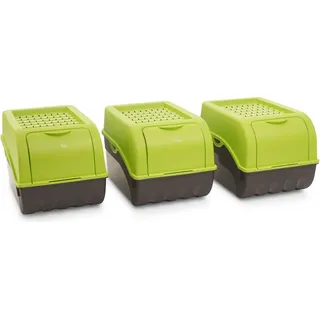 Novaliv 3x Mittel 5L Kartoffelbox grün Vorratsbehälter Aufbewahrungsdose Küchen Aufbewahrungsbehälter - Grün