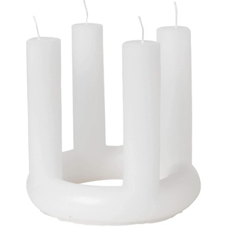 Broste Copenhagen Lucille Adventskranz Adventskerze aus Paraffin in der Farbe Pure White, Maße: 20cm x 20cm x 18cm, 45800407