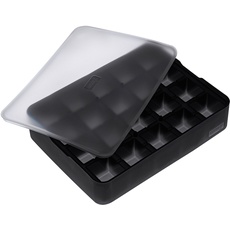 Bild von ICE FORMER Premium Eisbereiter aus Silikon mit Deckel für 20 Eiswürfel in der Größe 3cm, Schwarz, Würfel
