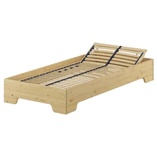Funktionsbett Bettrahmen 100x190 Pensionsbett, Gästebett mit wählbarem Zubehör V-60.56-10-190Federholzrahmen inkl. - Naturbelassen