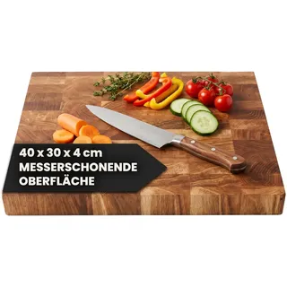 Premium Stirnholz Schneidebrett Eiche massiv und stabil 40 x 30 x 4 cm