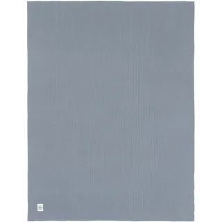 LÄSSIG Babystrickdecke Kuscheldecke Babydecke gestrickt 100% Bio Baumwolle GOTS/Knitted Blanket light blue