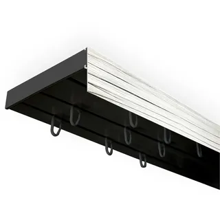 Gardinenschiene SN DECO GROUP "Vorhangschiene SH mit Blende" Gr. 11, schwarz (schwarz, eschefarben), L:510cm T:8,95cm, Kunststoff, Gardinenstangen, Gardinenschiene