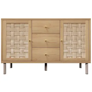 stilvora Kommode 120 x 75 x 40 cm Naturfarben / Weiß