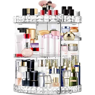 Make Up Organizer 360 Grad drehbar Kosmetik Organizers, 7 Verstellbare Ebenen Große Kapazität Makeup Organizers transparent und Aufbewahrung