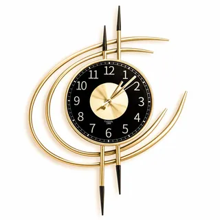 LANMOU Wanduhr Ohne Tickgeräusche Wanduhr Groß Modern 54CM Gold und Schwarz Wanduhren aus Metall Uhr Wand Batterie Betriebene Wohnzimmer Wand Uhr Dekor