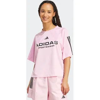 T-Shirt ADIDAS SPORTSWEAR "TIRO X COMMON GOAL JACQUARD", Damen, Gr. XL, true pink, schwarz, Obermaterial: 100% Polyester, Rundhals, Shirts T-Shirt, sportlicher Stil, Rundhalsausschnitt, aus atmungsaktivem Polyester