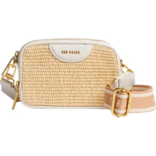 Ted Baker Umhängetasche Baria Mini Webbing Faux Raffia Camera Bag Ecru creme - Weiß