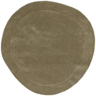benuta Pure Wollteppich Shape Hellgrün ø 200 cm rund , Textil , Beton Optik , Freiform , 200x200 cm , Gots , pflegeleicht , Teppiche und Böden, Teppiche, Schafwollteppiche