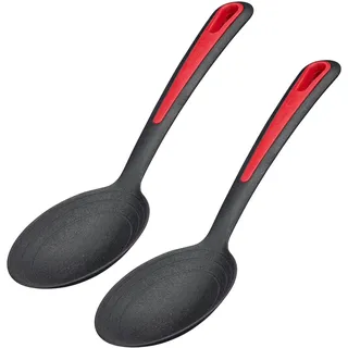 Westmark 2 Salat- u. Servierlöffel, Große Löffelmulde, Innenliegende Skala: 20, 40 + 60 ml, Kunststoff, Gallant, Schwarz/Rot, 296422E3