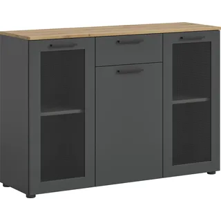 INOSIGN Sideboard »SALKIN, Breite 120cm, 3 Türen (2 mit ESG-Ornamentglas), 1 Schubkasten,« Anrichte, Schrank, Kommode,Vitrine, Vitrinenschrank Wohnmöbel