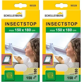 Schellenberg 50328 Fliegengitter für Dachfenster mit Reißverschluss, Insektenschutz, 150 x 180 cm, UV-stabil, einfache Montage ohne bohren, inkl. Klebestreifen, Weiß (Packung mit 2)