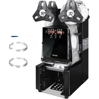 Vevor Becherversiegelungsmaschine, 500–650 Tassen/h, Verschließmaschine für 190 mm hohe & 90/95 mm große Tassen, Elektrischer Boba-Tee-Versiegeler mit LCD-Bedienfeld für Bubble Milk Tea Coffee
