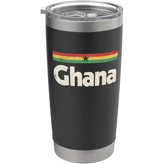 Retro Ghana Flagge Ghanaisches Afrika Doppelwandiger Edelstahl-Thermobecher