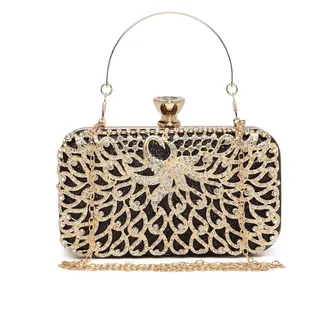 Miss Lulu Clutch Taschen für Frauen Hartschalen Clutches Beading Dinner Taschen Damen Pures Abendhandtaschen mit abnehmbarer Kette (Schwarz)