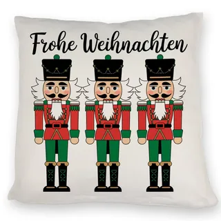 speecheese Kissen DREI Nussknacker - Frohe Weihnachten rote Kostüme | festliche Illustration verleiht weihnachtliche Stimmung zur Weihnachtszeit