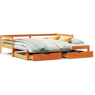 vidaXL Tagesbett Ausziehbar mit Schubladen 90x200 cm Massivholz Kiefer - Braun