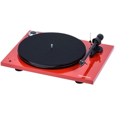 Pro-Ject Essential III Recordmaster, Audiophiler „Best Buy“ Plattenspieler mit elektronischer Geschwindigkeitsumschaltung und USB Ausgang (Rot)