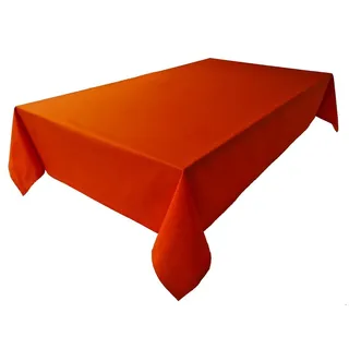 Hochwertige Tischdecke Tischwäsche aus 100% Baumwolle Kollektion Konzept, Farbe & Größe wählbar (Tischdecke - Oval 150x350cm, Orange)