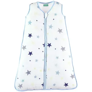 molis&co - Baby Sommerschlafsack Musselin - Sommer Baby Schlafsack 0.5 TOG - Neugeborene Babyschlafsack ohne Ärmel - Premium Musselin - Stars (95 cm)
