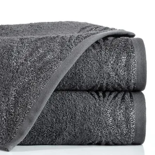 Eurofirany Handtuch Baumwolle Grafit Metallnaht Glitzernaht Muster Bordüre Set 3-er Pack Oeko-Tex