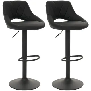 Mendler 2er-Set Barhocker HWC-N64, Barstuhl Tresenhocker, Fußablage drehbar, Kunstleder Metall ~ schwarz