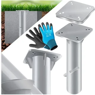 Kesser Universal Bodenplatte Sonnenschirmständer für Sonnenschirm Ampelschirm Kurbelschirm Bodenanker Inkl. Handschuhe 16 cm