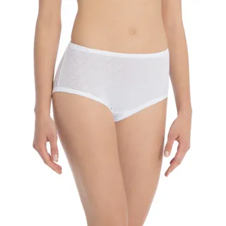 Taillenslip CALIDA "Iconics", Damen, Gr. 42, weiß, Feinripp, Obermaterial: 100% Baumwolle, unifarben, normal, Unterhosen Taillenslip, Ajour-Muster, Feinripp-Qualität, Baumwolle, elastischer Bund