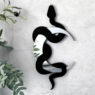 Weysat Schwarze Schlange und Halbmond Spiegel Gothic Wanddekoration Gothic Schlangendekor Boho Hängespiegel Home Dekorative Wandkunst für Wohnzimmer Badezimmer Schlafzimmer Flur