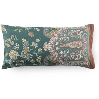 Bassetti Indian Roses Kissenhülle zu Bettwäsche aus 100% Baumwollsatin in der Farbe GRÜN V1, Maße: 40x80 cm - 9333310