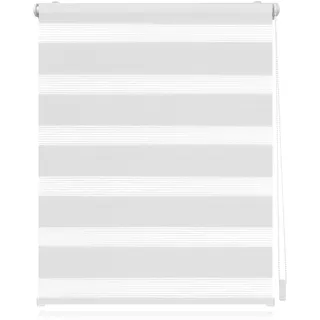 Lichtblick Doppelrollo Blickdicht ohne Bohren Weiß 60 cm x 220 cm (B X L) | Duo Rollo, Rollos für Fenster ohne Bohren, Doppelrollo Klemmfix ohne Bohren, Streifen, Klemmträger-Montage, Sichtschutz
