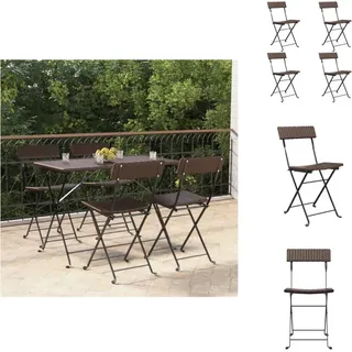 vidaXL Bistrostühle 4 Stk. Klappbar Braun Poly Rattan und Stahl - Gartenstühle - Braun