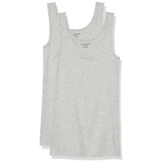 Amazon Essentials Damen Tanktop, Schmale Passform, 2er-Pack, Hellgrau Meliert, M