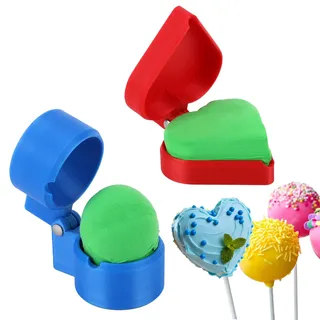 Goktvai 2stk Cake Pop Form Herz und Kugel, PLA Kunststoff Rotes Herz & Blaue Kugel Cake Pop Formen Küchenbackformen Zubehörzum Backen zu Hause und zur Herstellung von Party Desserts
