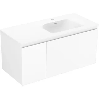 Mexen Orio Badezimmer-Unterschrank 90 cm mit Waschbecken Vela, 2 Schubladen, weiß glänzend - 91A10-09047-2-BFF00-W23M00 - Weiß