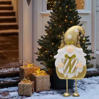 TERESA'S COLLECTIONS Weihnachten Deko,Gartendeko für Draußen,61cm Metall Weihnachtswichtel für Weihnachtsdeko Innen,Weihnachtsdeko Aussen mit Roter Santa Tomte Gnom, Wichtel Xmas(L)