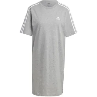 Adidas Damen Essentials 3-Stripes Single Jersey Boyfriend Tee Dress, Medium Grey Heather/White, XS