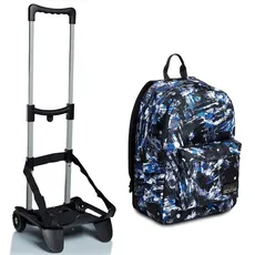 Seven RUCKSACK ISCHOOLPACK Geräumige Schultasche für Teenager,Laptopfach Schultrolley für Kinder; Trolley für Schulranzen und Rucksäcke SJ, Einfach zum Ziehen.