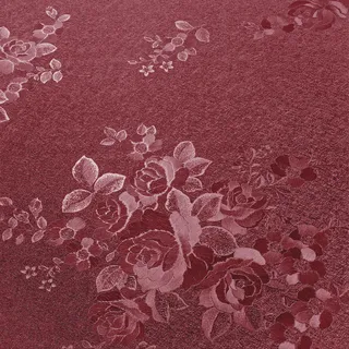 VEELIKE Tapete Dunkelrot Vintage Strukturtapete Rosen Selbstklebende Tapete Rot Blumentapete Tapeten Blumen Geprägt Möbelfolie Wohnzimmer Schlafzimmer Badezimmer Klebefolie Rot Matt 40 cm x 300 cm