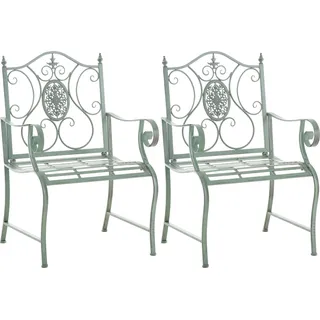CLP 2er Set Gartenstühle Punjab mit Armlehnen antik-grün - Grün