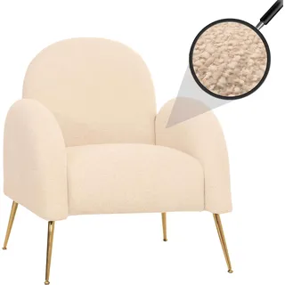 Lounge-Sessel HWC-N69, Cocktailsessel Sessel, Retro Nosagfederung Stoff/Textil Chenille creme-weiß - Weiß