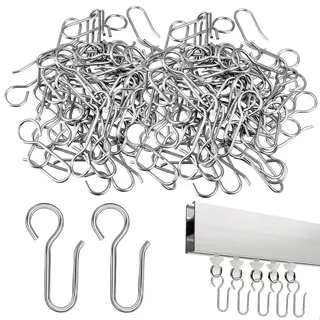 Giantree 60 Stück Metall Gardinenhaken,Gardinenhaken Zum Einhängen Vorhang Haken Silber S Haken für Gardinen und Vorhangringe Türvorhänge und Duschvorhänge(35MM)