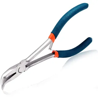 SPEEDWOX Gebogene Spitzzange mit langer Reichweite 6" 45 Grad gebogen Mini-Schnalle glatte konische Backen Präzisions-feine Zange für beengte Bereiche hohe Hebelwirkung Schmuckherstellung Handwerk