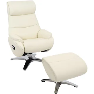 Mendler Relaxsessel mit Hocker Kunstleder 117 x 110 x 0 cm Beige/Weiß